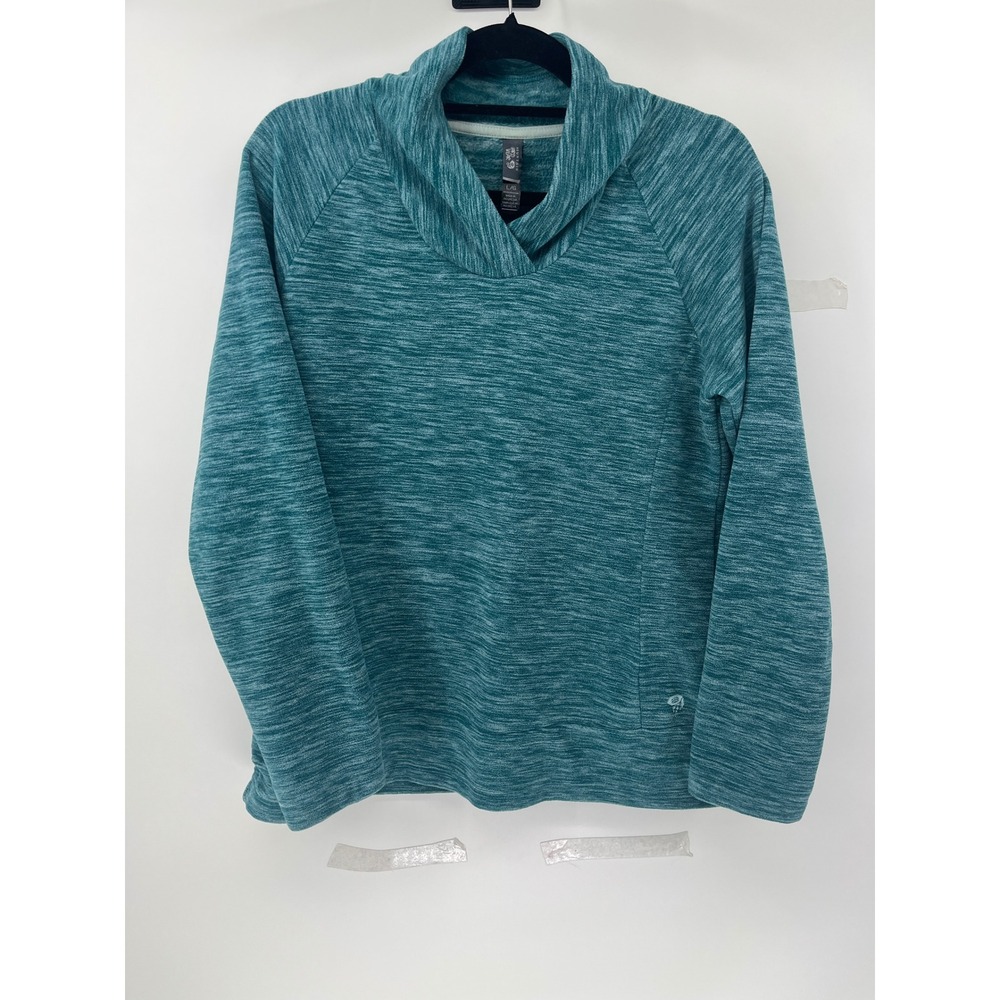 Mountain Hardwear Womens Large Teal‎ Space Dye Cowl Neck Fleece Pullover Sweater